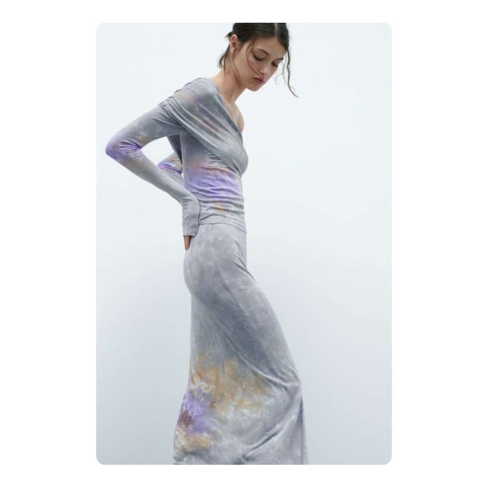 β
NWT Zara Tie Dye Draped Knit Top - Gray/Lavender β
- Picture 1 of 16